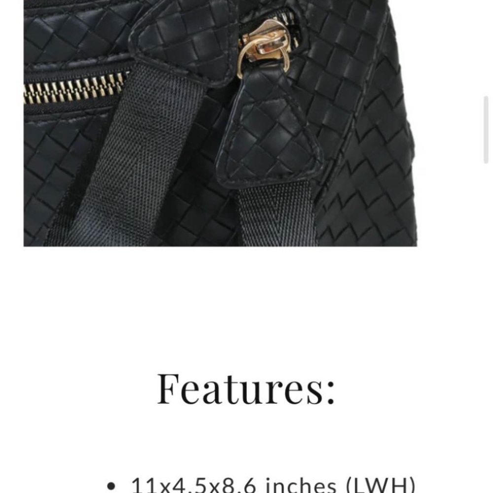 NWT Black Woven Leather Crossbody Bag with Adjustable Strap - Picture 3 of 3